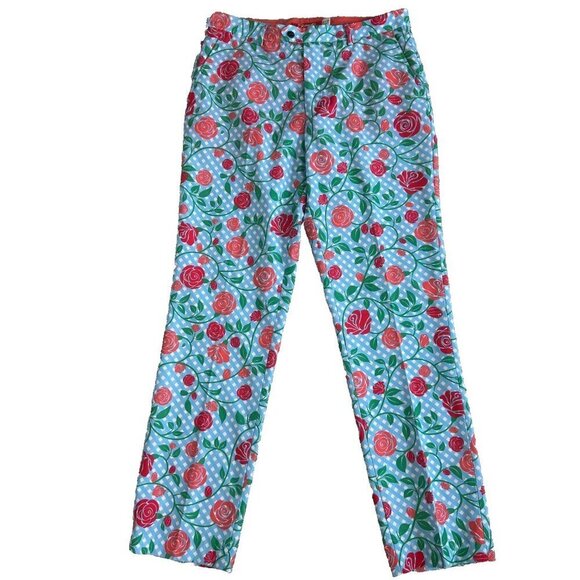 Shinesty Pants Kentucky Fried Daily Double Derby Roses Blue Size 33x33 - Picture 1 of 7